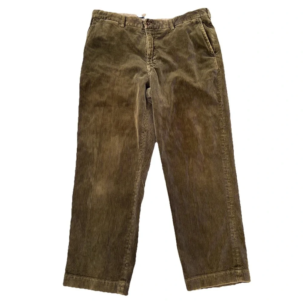 Polo Ralph Lauren 36X30 Olive Green Wide Wale‎ Corduroy Preston Mens Dress Pants